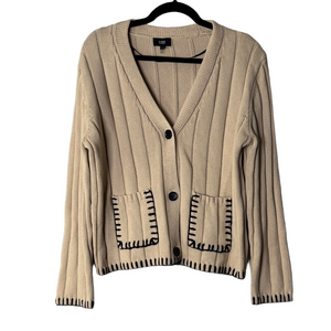 Line Beige Cardigan with Dark Accents